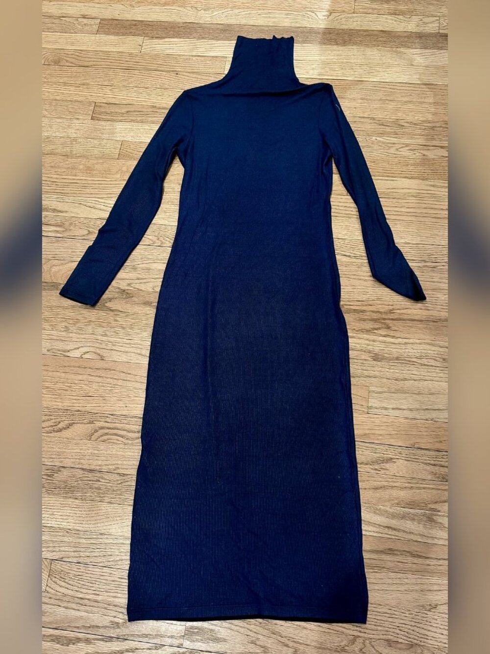 AG Adriano Goldschmied Navy Ribbed Turtleneck Midi Dress M NWT